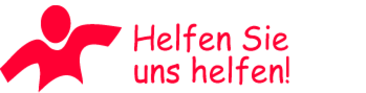Rotes Männchen mit dem Schriftzug Helfen Sie uns helfen